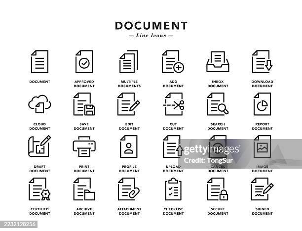 document - line icons. - bill signed stock illustrations