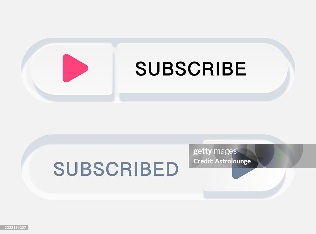 Subscribe Button Option Neumorphic Subscribe Buttons Set Soft Ui Vector Interface Elements High ...