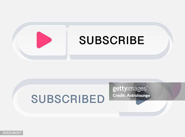 Neumorphic Subscribe Buttons Set Soft Ui Vector Interface Elements High ...