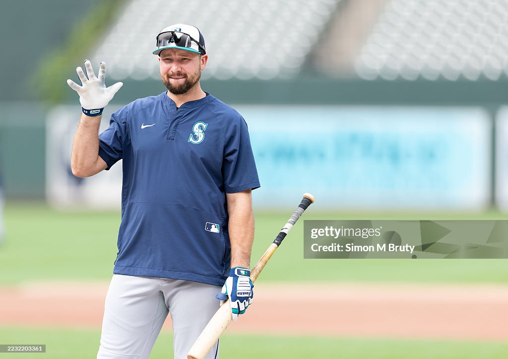 Cal Raleigh, catcher for the Seattle Mariners before the game against ...