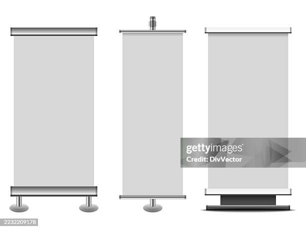 roll up banner board vector illustration - roll ups stock illustrations