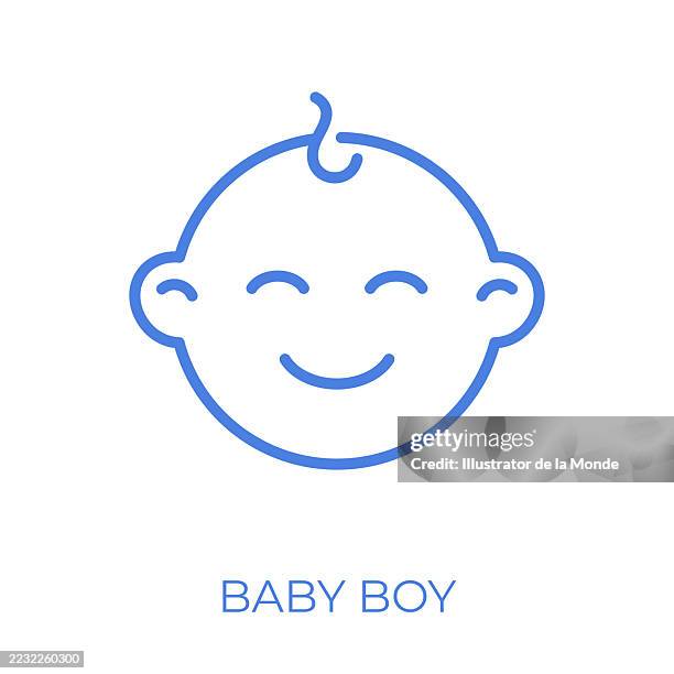baby boy editable stroke vector illustration - baby boy stock illustrations
