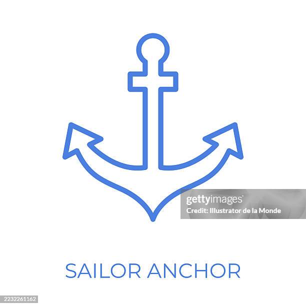 sailor anchor editable stroke vector illustration - ship captain stock illustrations