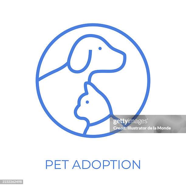 pet adoption editable stroke vector illustration - veterinarian stock illustrations