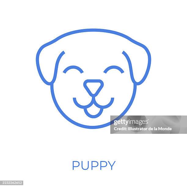 puppy editable stroke vector illustration - veterinarian portrait stock illustrations