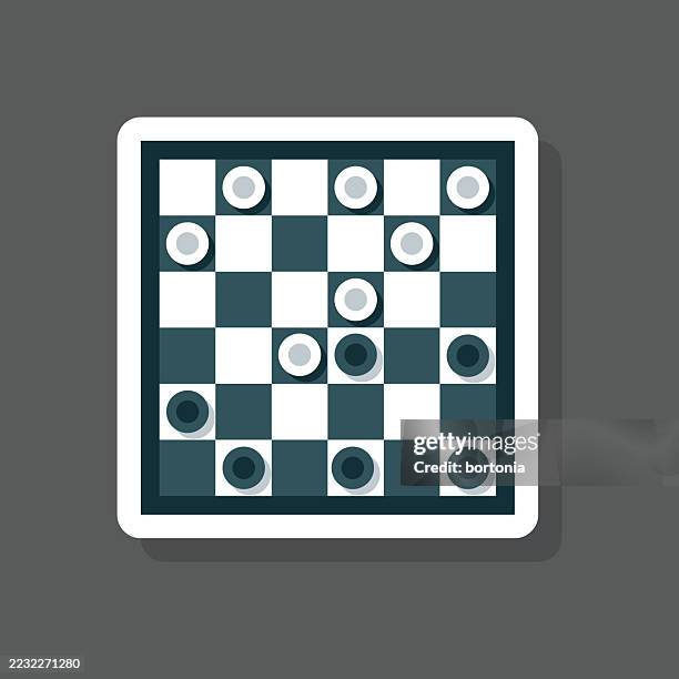game of checkers sticker icon - queen-chess-piece-clip-art stock illustrations