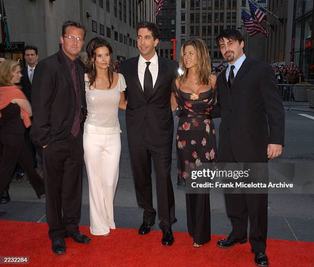 Cast of Friends arrives for the NBC 75th Anniversary celebration taking place live in Studio 8H in Rockefeller Center in New York City, May 5, 2002....