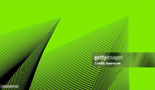 vector black lines thick straight broken smooth transition to thin on green background - triangle pattern vector stock illustrations