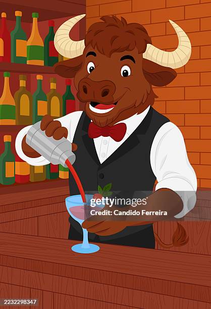 buffalo bartender cartoon - bodega bay stock illustrations