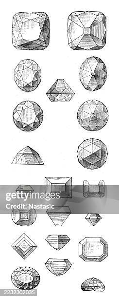 crystal diamond shapes - magic crystals stock illustrations