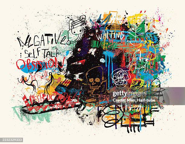 negative self-talk - adhd stock illustrations