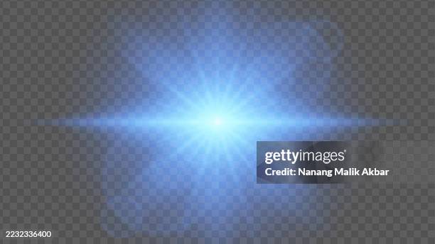 blue sunlight or flare light with transparent background - flash light torch stock illustrations