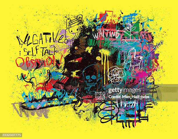 negative self-talk - abstract expressionism stock illustrations