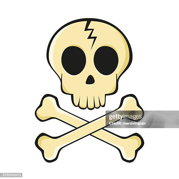 stylized skull and crossbones icon with playful cartoon theme - battle ship icon stock illustrations