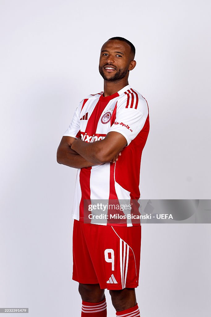 Ayoub El Kaabi Of Olympiacos FC Poses For A Portrait During The News ayoub-el-kaabi-of-olympiacos-fc-poses-for-a-portrait-during-the-news
