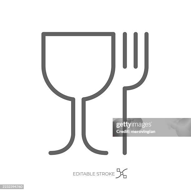 ilustrações de stock, clip art, desenhos animados e ícones de food grade symbol. plastic contact fork and glass symbol. food grade hygiene packaging icon - moto niveladora