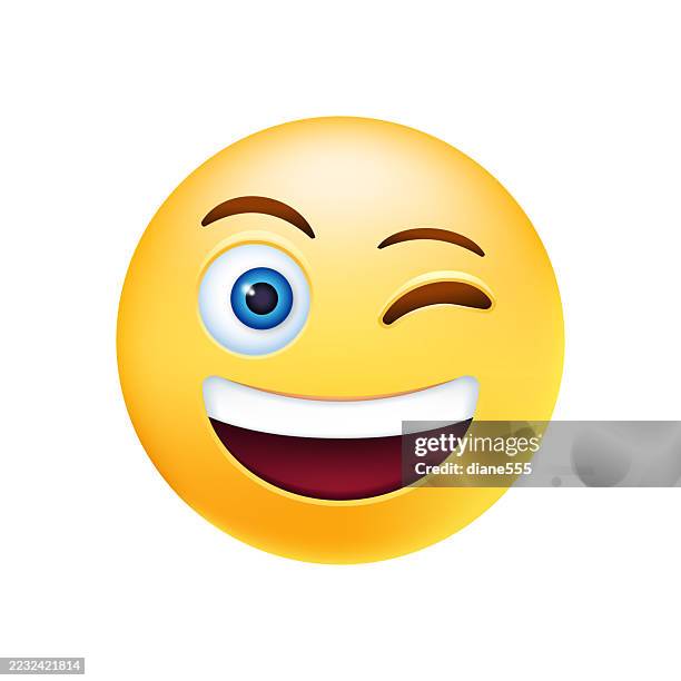 winking smile cute 3d style vector emoji for social media - famous faces stock illustrations