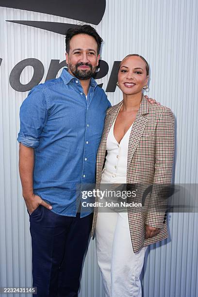 Lin-Manuel Miranda and Jasmine Cephas Jones attend the US Open Tennis Championship at the USTA Billie Jean King National Tennis Center on August 27,...