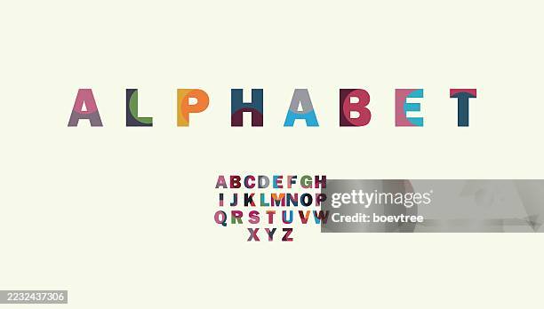 vector colors english alphabet font - typewriter isolated stock illustrations