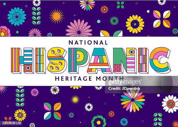 national hispanic heritage month celebration september through october banner design poster with abstract geometric pattern - hispanic heritage month stock illustrations