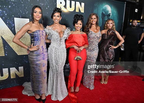 HOLLYWOOD, CALIFORNIA Annie Ilonzeh, Erica Mena, Erica Pinkett, Claudia Jordan and Drew Sidora attend the Los Angeles Premiere of Footage Films'...