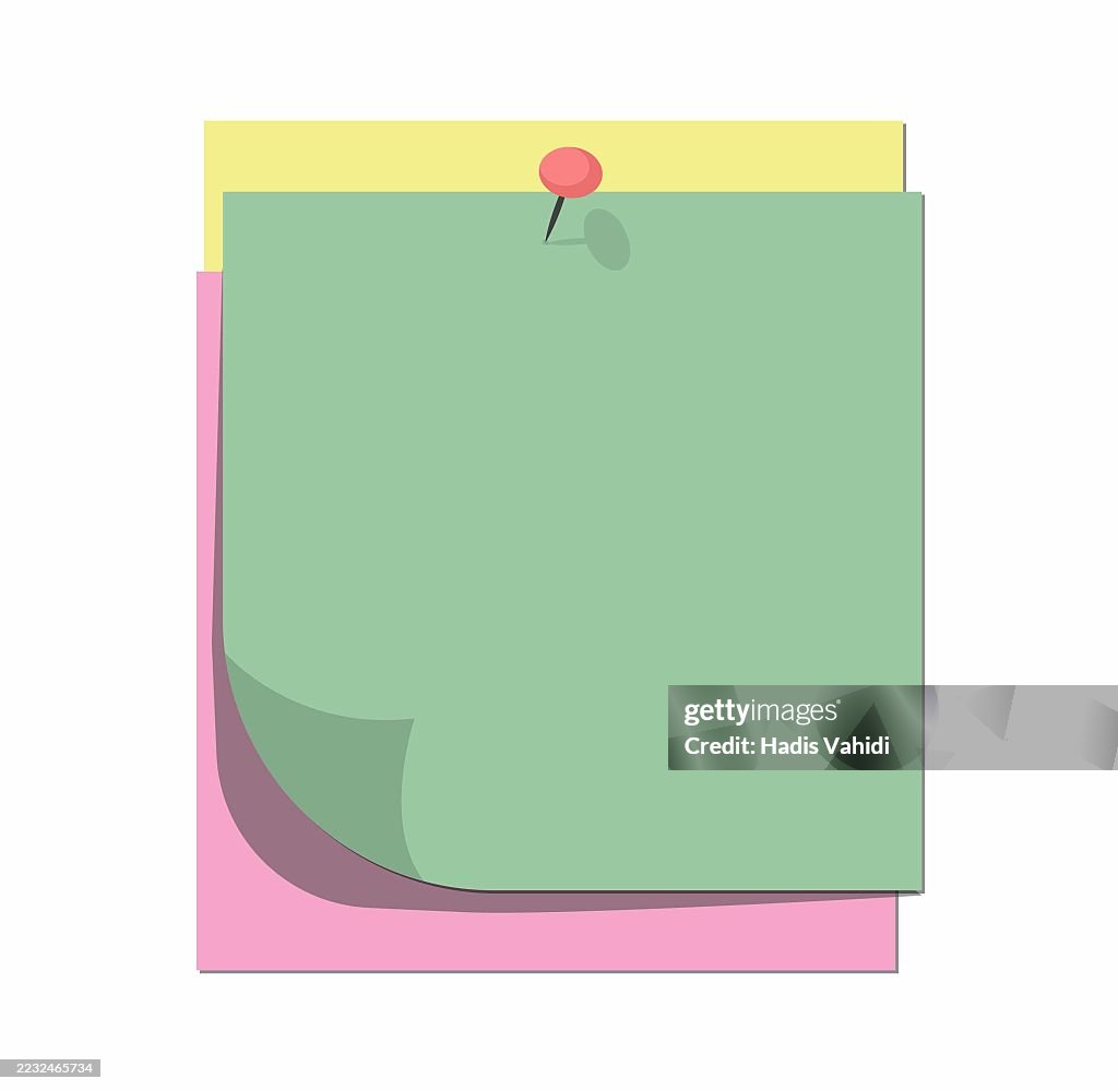 Pinned Sticky Note Design Colorful Sticky Notes With Push Pin Isolated On Transparent Background ...