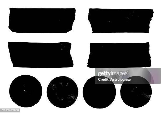 stockillustraties, clipart, cartoons en iconen met black textured sticker taped banners– subtle grain vector - rechthoek