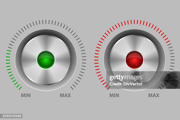 volume knob button set - volume dial stock illustrations