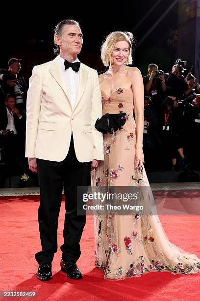 Billy Crudup and Naomi Watts attend the "Jay Kelly" red carpet during the 82nd Venice International Film Festival on August 28, 2025 in Venice, Italy.