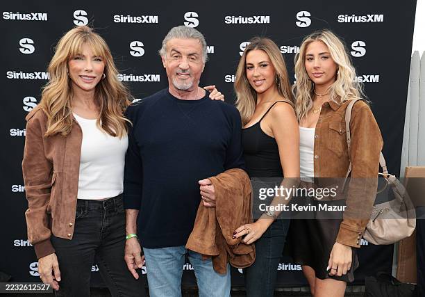 Jennifer Flavin, Sylvester Stallone, Sophia Rose Stallon and Scarlet Stallone attend the launch of the “Maximum Metallica” channel on SiriusXM at...