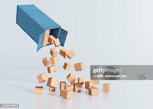 3d rendering cargo containers - delivery boxes stack stock pictures, royalty-free photos & images