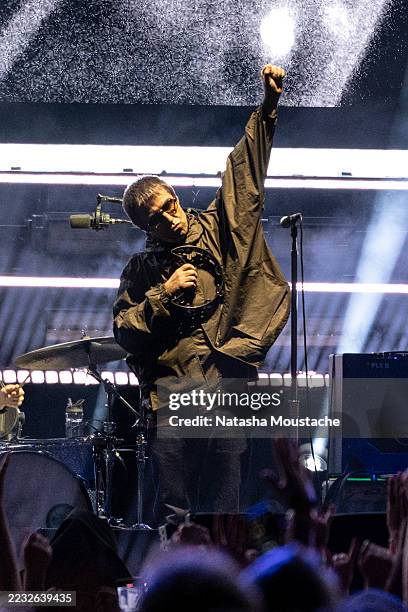 Oasis lead singer Liam Gallagher performs at Soldier Field on August 28, 2025 in Chicago, Illinois.