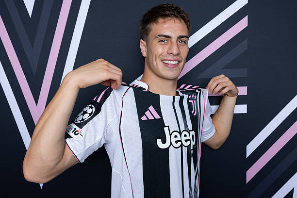 Kenan Yildiz of Juventus poses for a portrait during the official UEFA Champions League 2025/26 portrait session on August 27, 2025 in Turin, Italy.