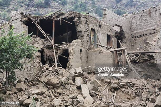 View of severely damaged houses after a 6.0-magnitude earthquake struck Afghanistan's eastern Kunar province on September 1, 2025. The quake hit...