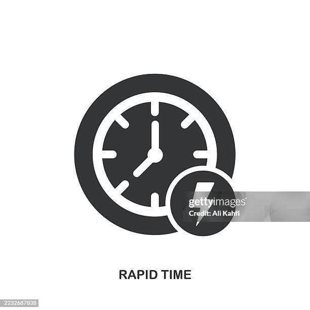 rapid time glyph solid icon. solid icon that can be applied anywhere, simple, pixel perfect and modern style. - time clock stock illustrations