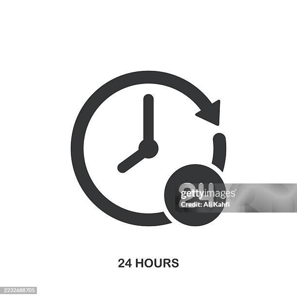 24 hours glyph solid icon. solid icon that can be applied anywhere, simple, pixel perfect and modern style. - daylight-saving-time stock illustrations