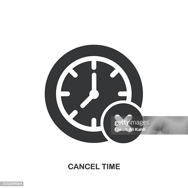 cancel time glyph solid icon. solid icon that can be applied anywhere, simple, pixel perfect and modern style. - long time stock illustrations