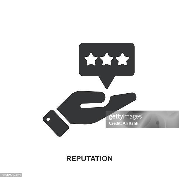 reputation glyph solid icon. solid icon that can be applied anywhere, simple, pixel perfect and modern style. - branding iron stock illustrations