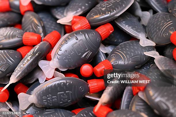 Photo taken on September 2, 2025 shows plastic fish-shaped soy sauce containers in a Melbourne cafe as South Australia bans the containers as part of...