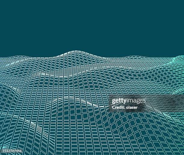 Landscape Grid Background Digital Grid Landscape On A Dark Backdrop High-Res Vector Graphic ...