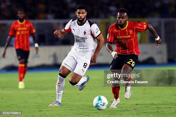 Ruben Loftus-Cheek of Milan and Lassana Coulibaly of Milan during the Serie A match between US Lecce and AC Milan at Stadio Via del Mare on August...