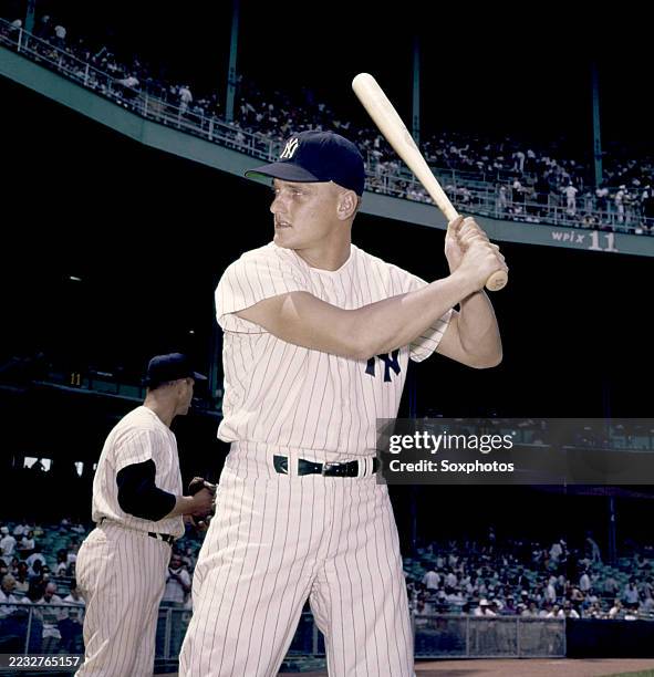 Rober Maris of the New York Yankees poses for a batting portrait prior to an MLB game against the Chicago White Sox at Yankee Stadium in the Bronx,...