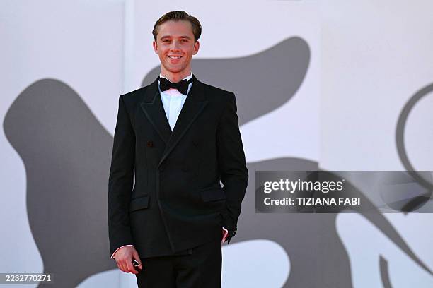 French actor Benjamin Voisin attends the red carpet for the movie "L'Etranger" presented in competition at the 82nd International Venice Film...