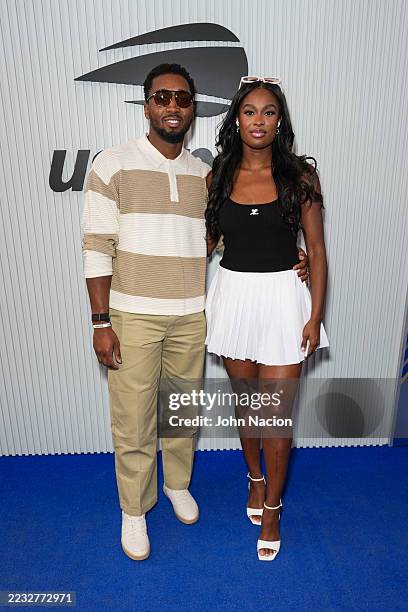 Donovan Mitchell and Coco Jones attend the US Open Tennis Championship at the USTA Billie Jean King National Tennis Center on August 29, 2025 in New...