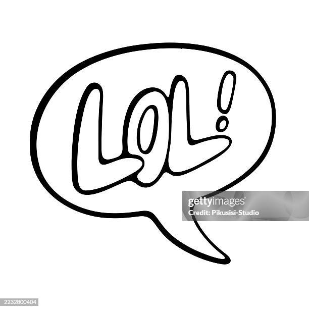 lol speech bubble hand drawn black and white comic style - meme stock illustrations