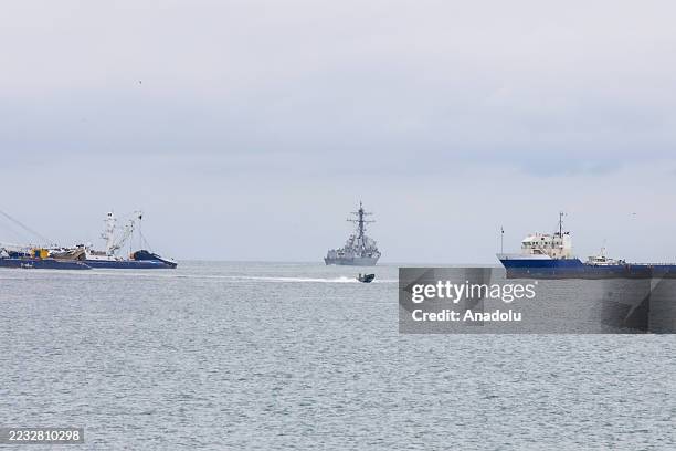 The USS Sampson , a U.S. Navy missile destroyer, docks at the Amador International Cruise Terminal in Panama City, Panama, on September 02, 2025. The...