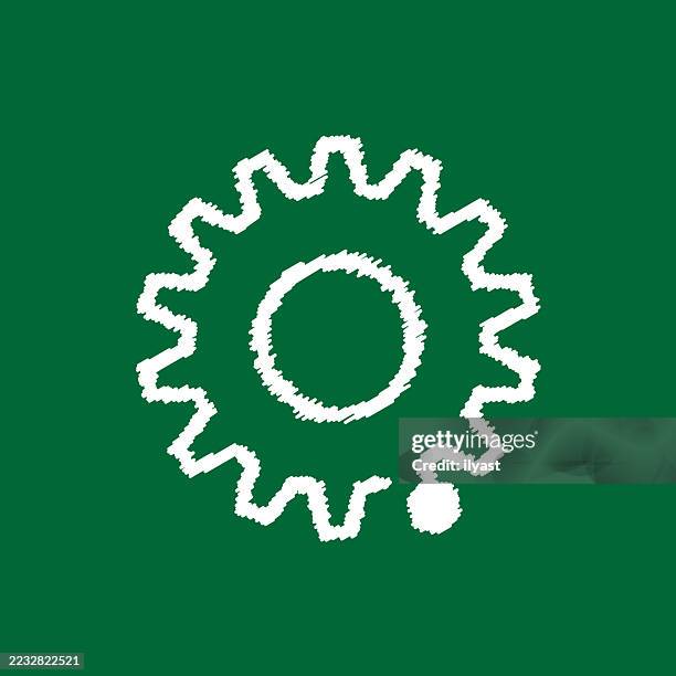 gear shape icon drawing on chalkboard - auto parts store stock illustrations