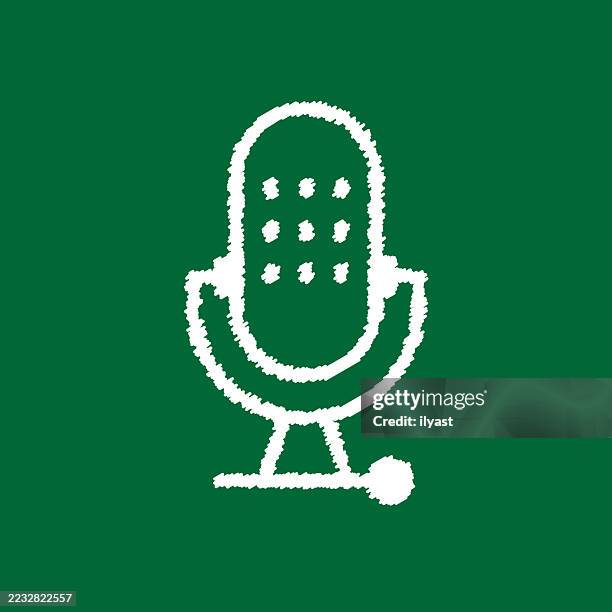 microphone shape icon drawing on chalkboard - radio controller stock illustrations