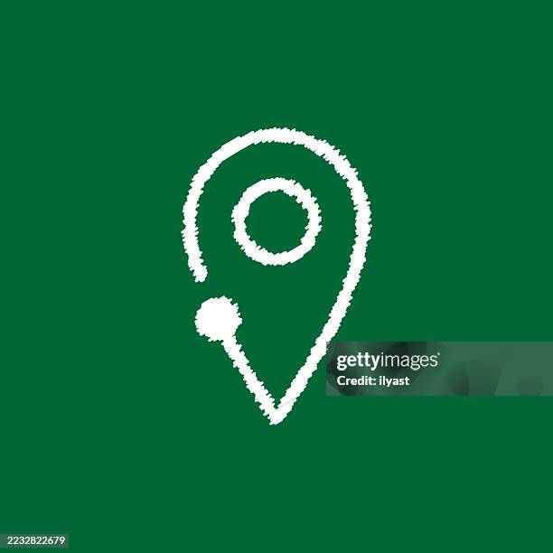 map pin vector icon drawing on chalkboard - board pins stock illustrations
