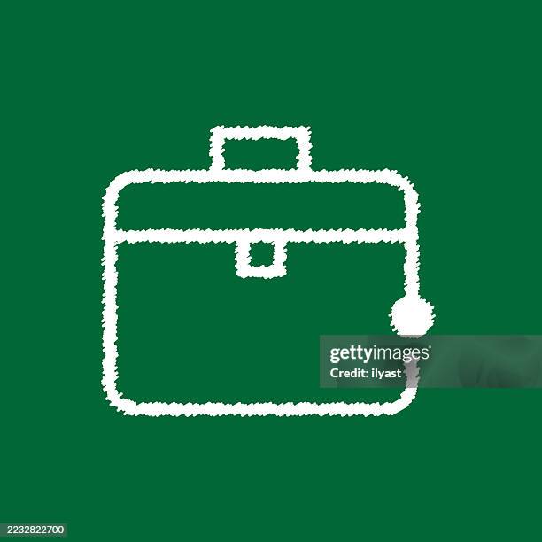 briefcase vector icon drawing on chalkboard - paramedic bag stock illustrations